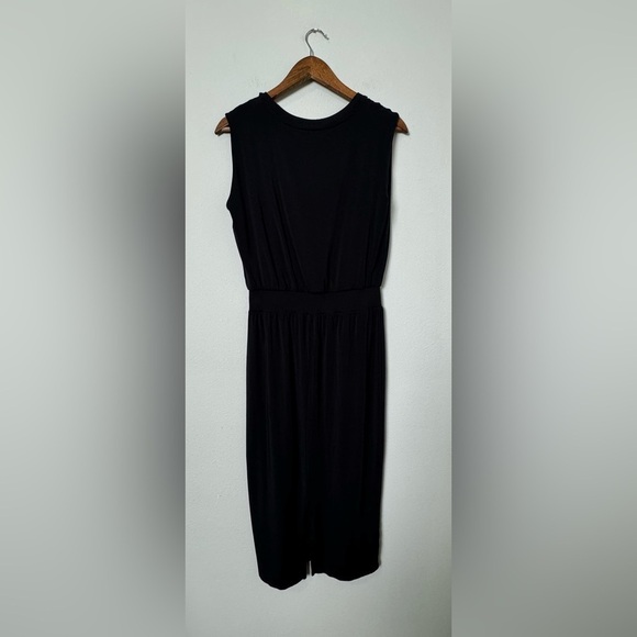 Athleta Santorini Cinch Dress Solid Black‎ Sleeveless Midi Size Small Petite - Picture 6 of 16